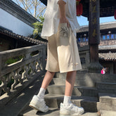 Hearujoy Vintage Embroidered Bamboo Shorts Men's Summer Casual Pants Chinese Style Buckle Trend Male Bottoms Large Size Short Pants